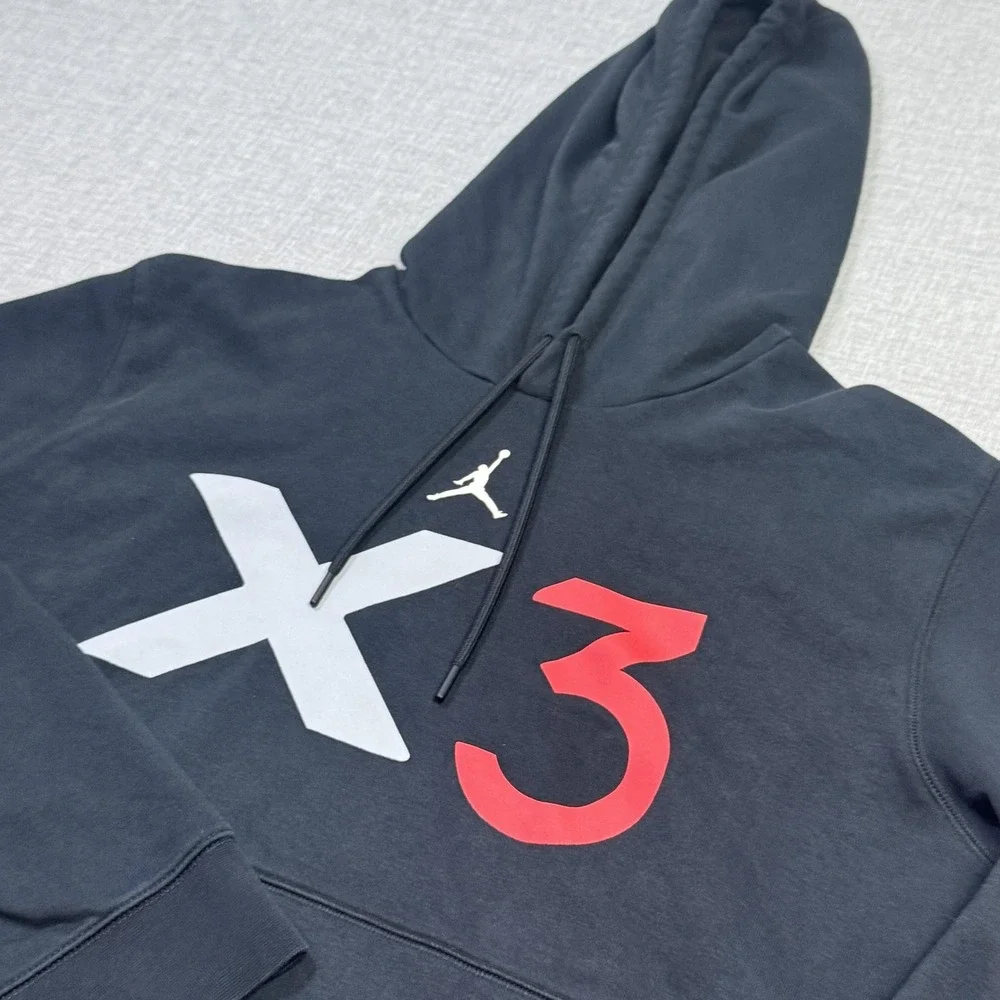 Nike Jordan Hoodie Sweatshirt Mens XL Black Pullover Fleece X3 Graphic Jumpman